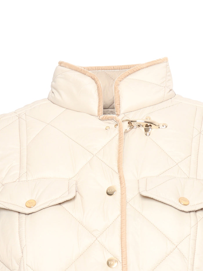Field Jacket With Velvet Edges Beige Coat