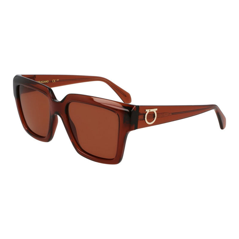 Salvatore Ferragamo Sunglasses Square Full Rim, Transparent Brown Frame And Lens Sf2014s232 One Color