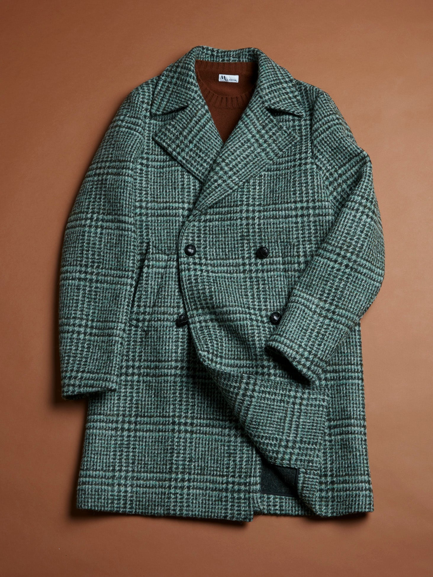 Aalbany Double Breasted Checked Coat Green & Jackets