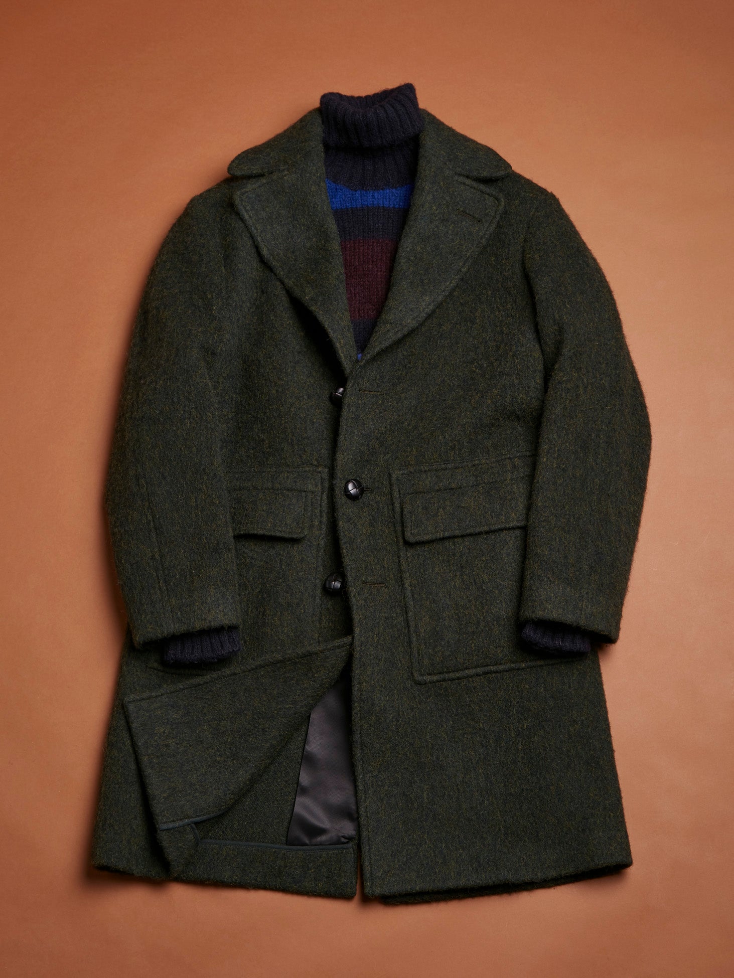 Aamburgo Brushed Wool Coat Green & Jackets