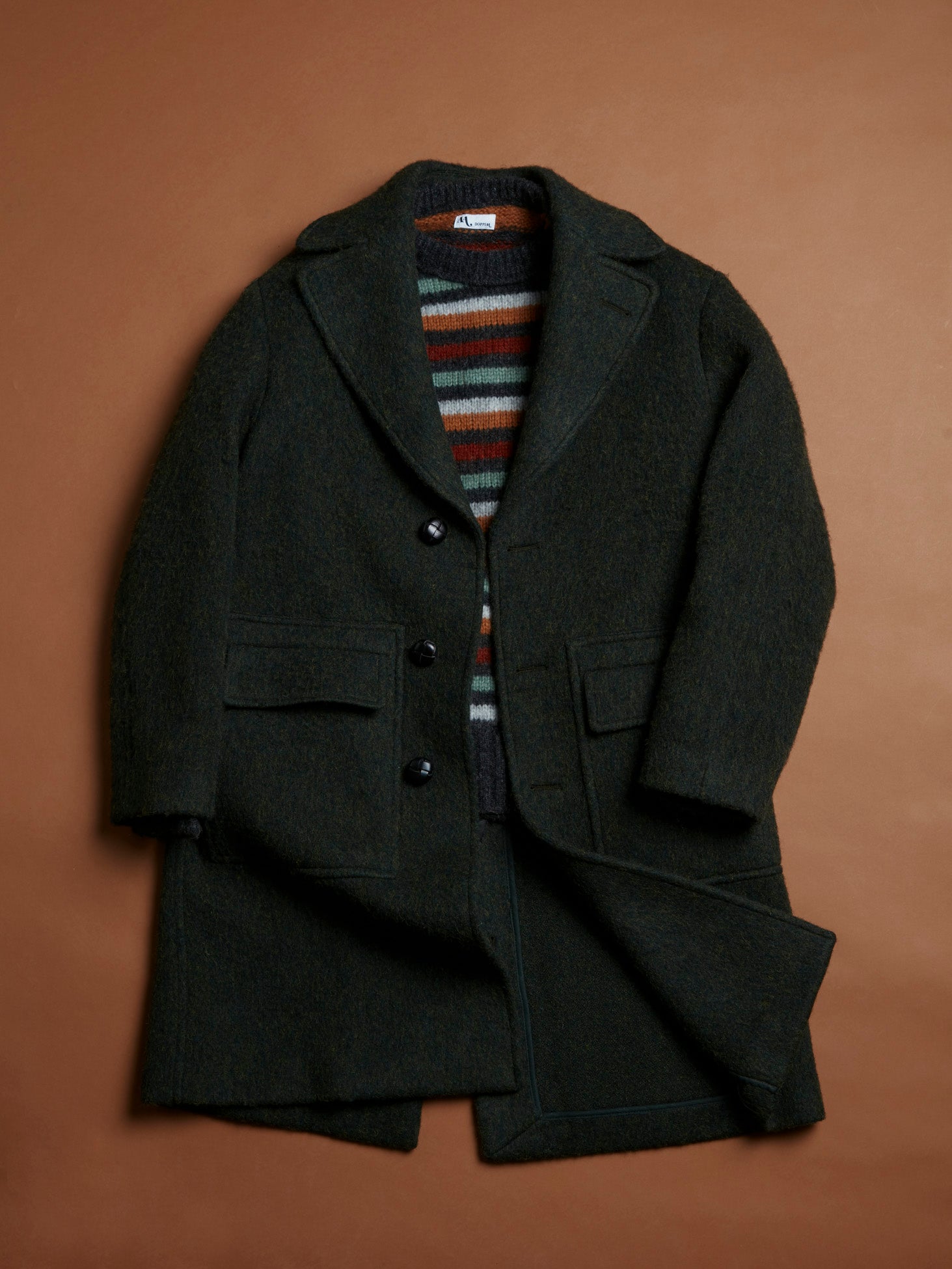 Aamburgo Brushed Wool Coat Green & Jackets