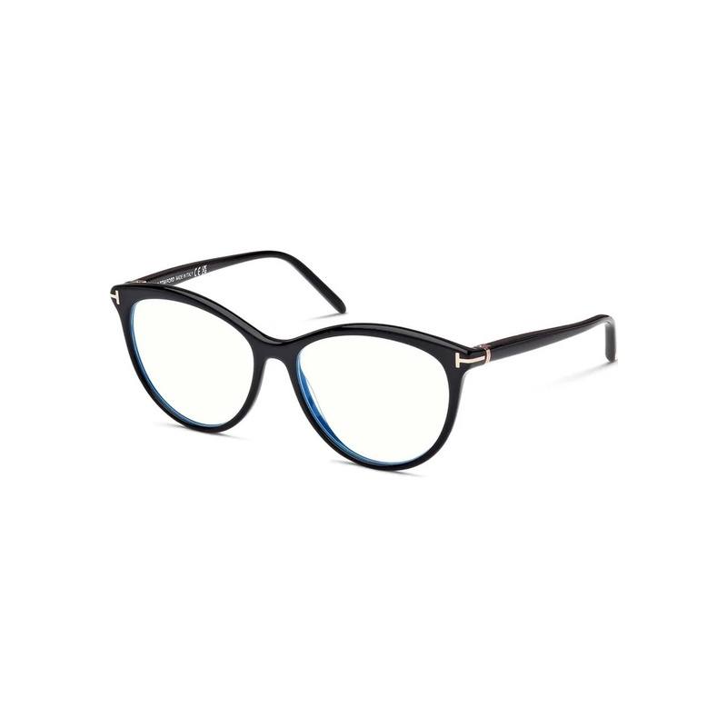 Tom Ford Eyeglasses Round Full Rim, Shiny Black Frame And Clear-Blue-Light Block Lenses Lens Ft5990-B001 Sunglasses
