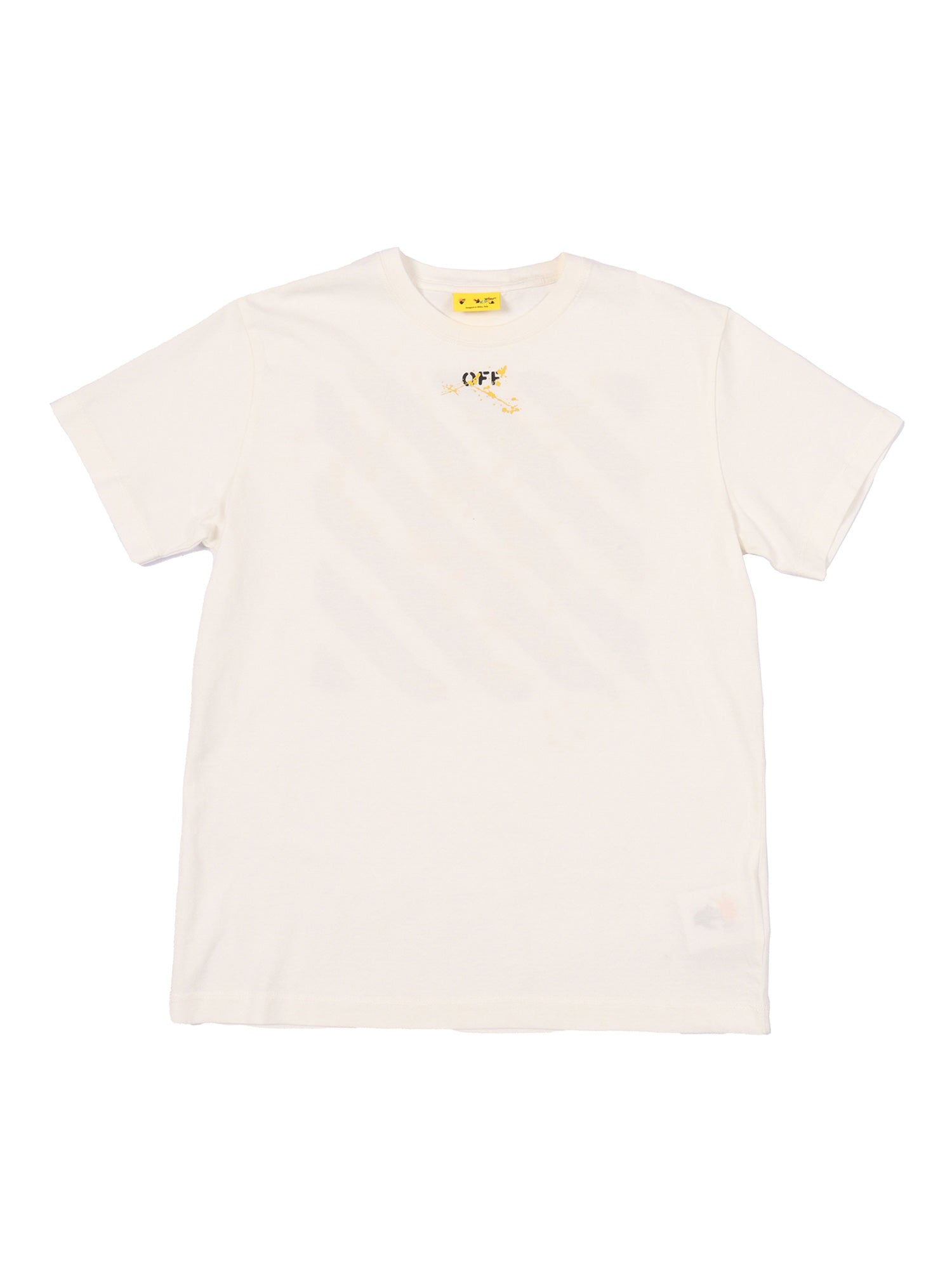 DIAGS SPLAT TEE S-S WHITE - YELLOW Cotton Rib Details Short Sleeves T-shirt