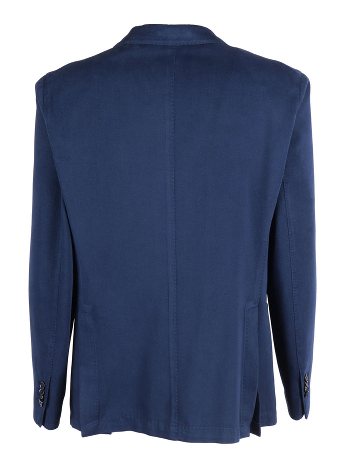 Jacket Blue Cotton Cashmere Single Breasted