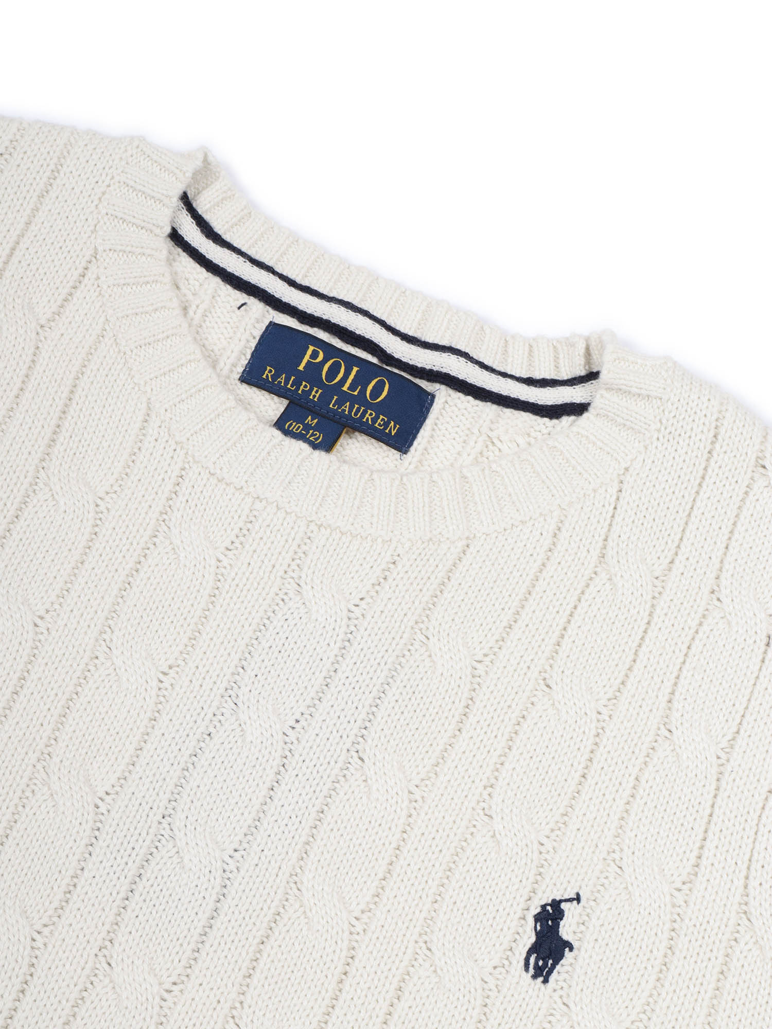 LS CABLE CN-TOPS-SWEATER Panna Cotton Crewneck