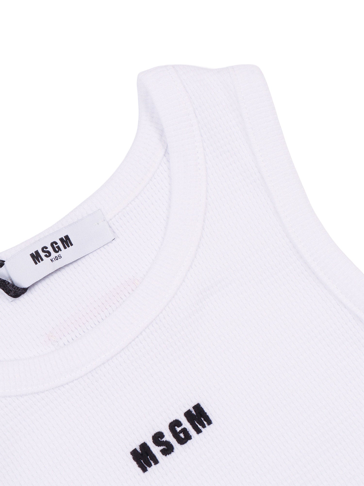 CROPPED WAFFLE TANK TOP GIRL White Cotton
