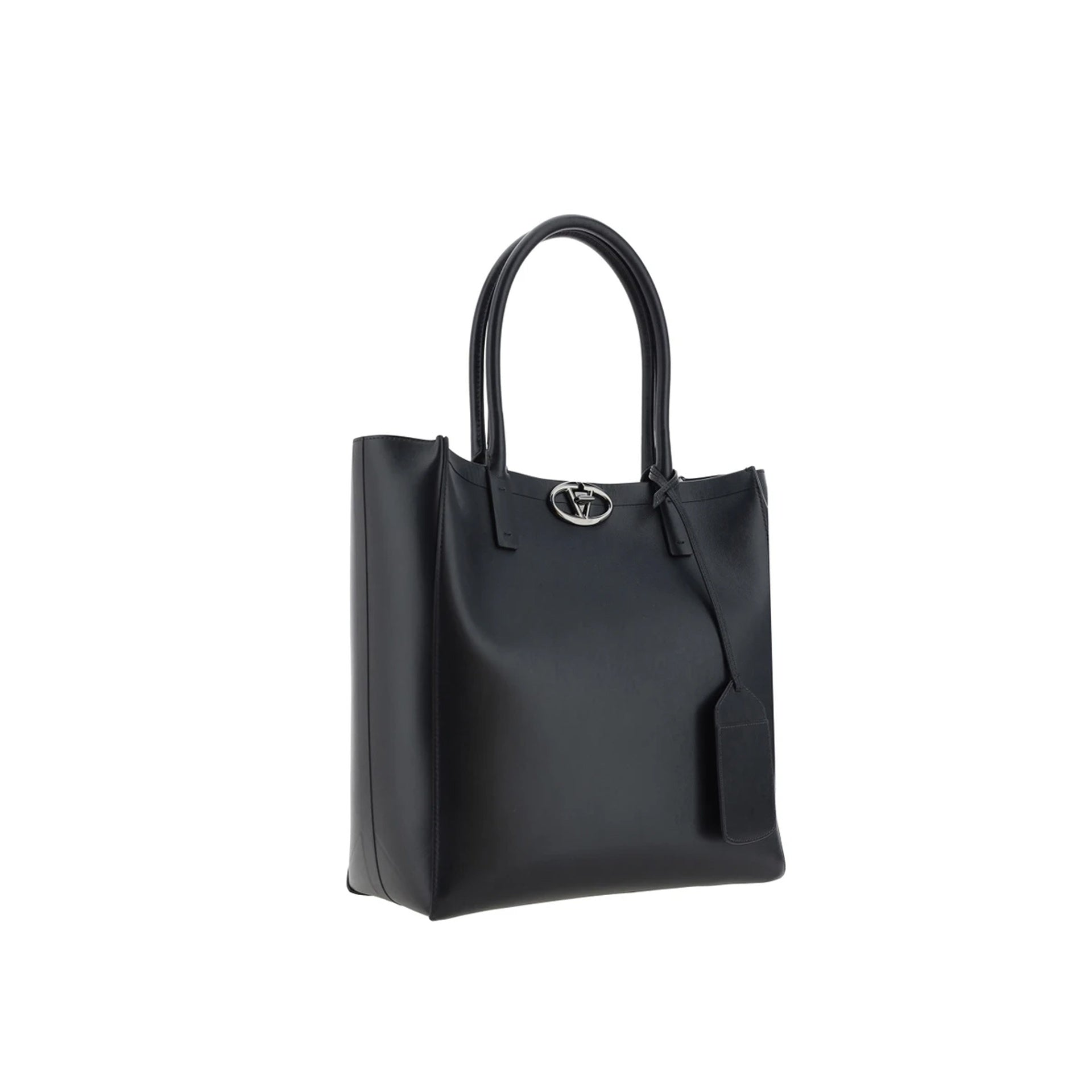 Garavani Vlogo Locker Medium Tote Bag Black Calf Leather