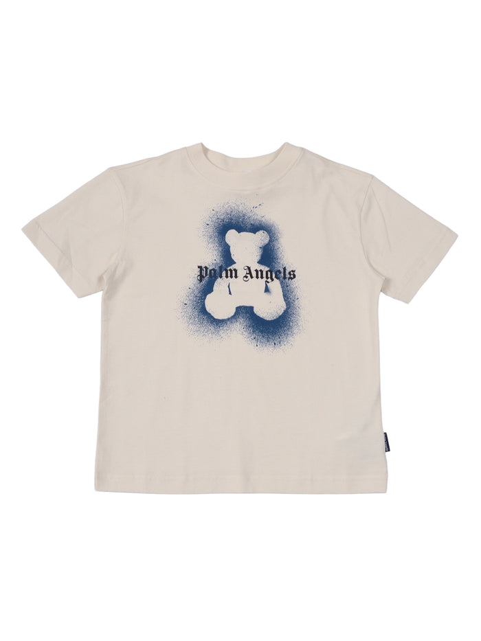 Pa Spray Bear Reg T-Shirt Boy White Cotton Short Sleeves