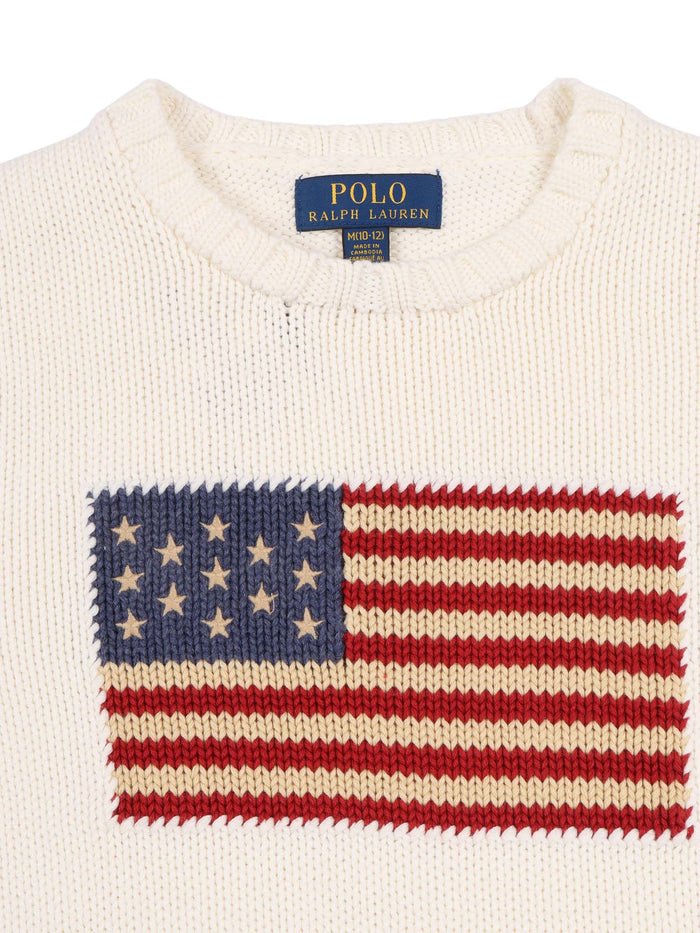 FLAG CN SWTR-TOPS-SWEATER White Cotton Crewneck