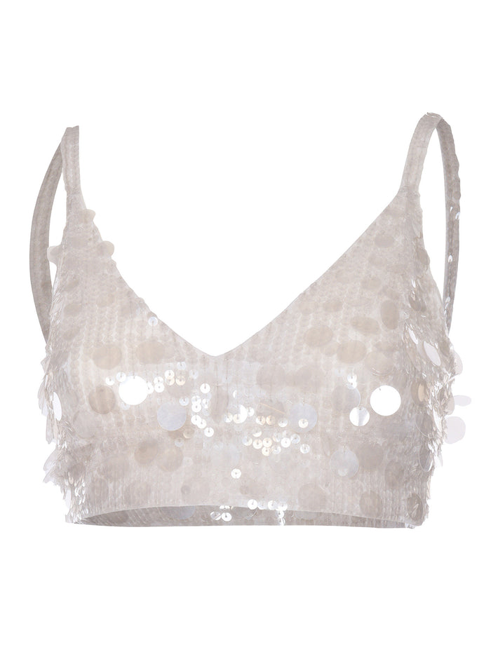 Sequined top White Polyamide Elastan
