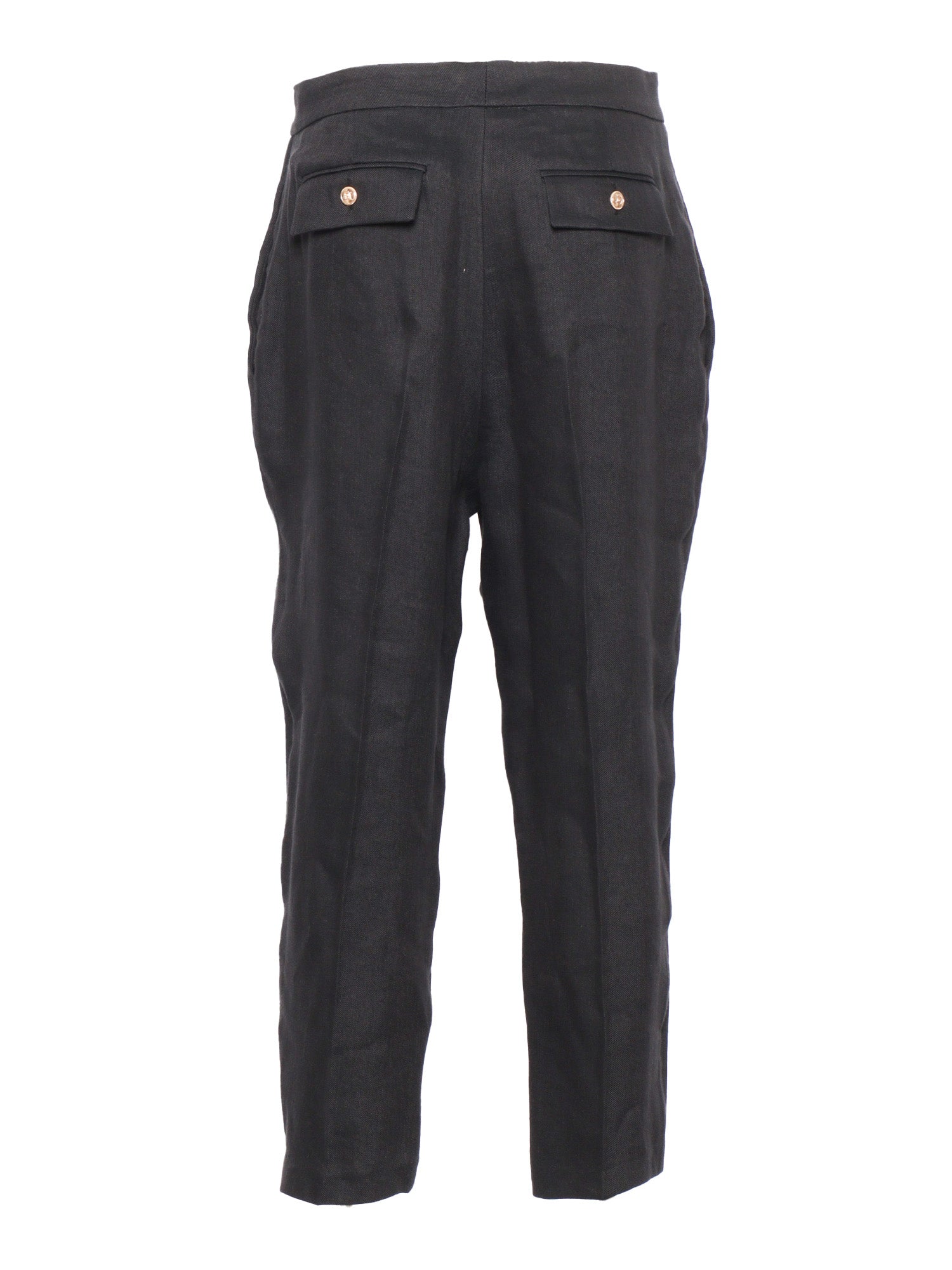 TROUSERS Black Linen Viscose Pant