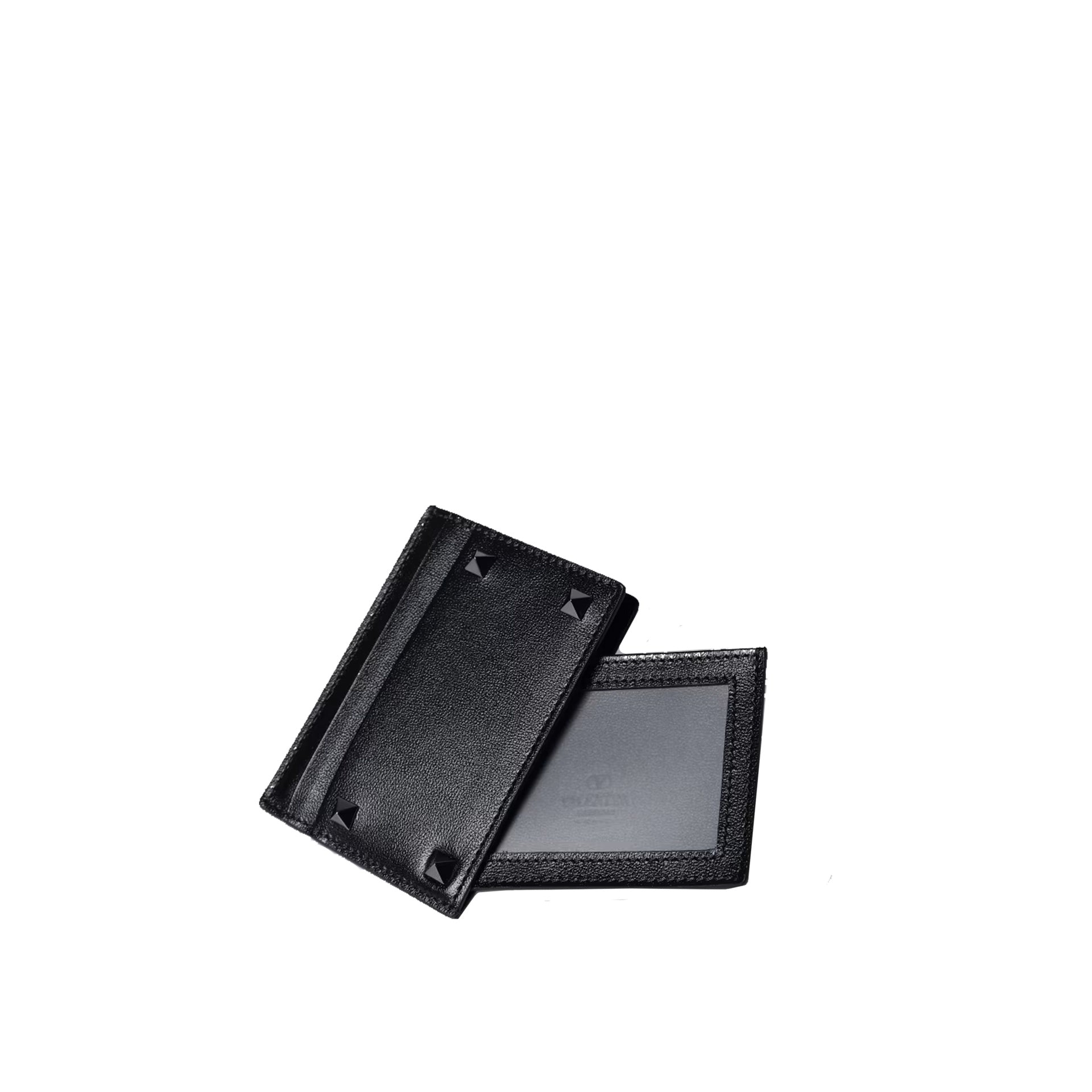Garavani Rockstud Card Holder Black Calf Leather