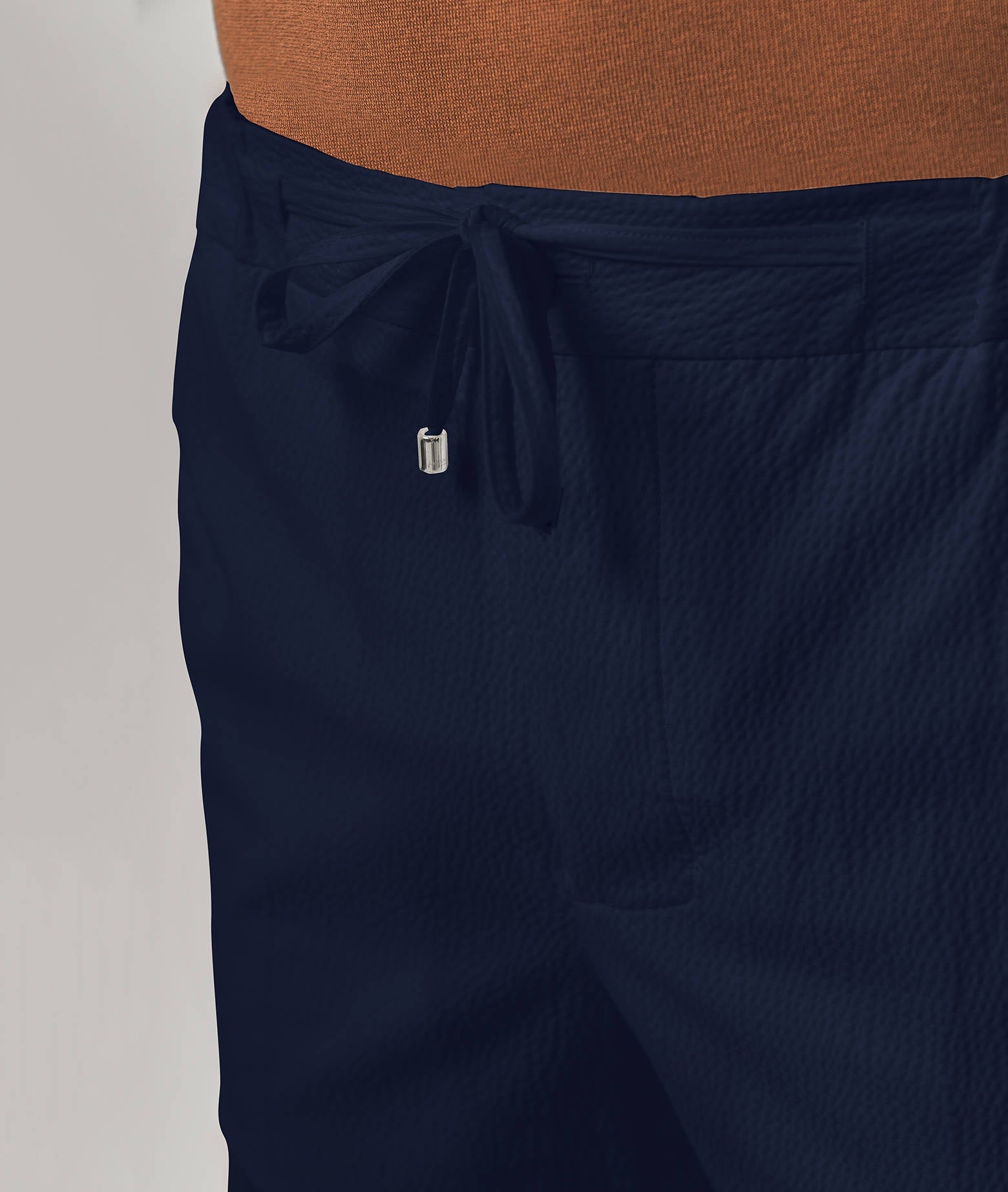 Cotton Seersucker Trousers Charleston Midnightblue Sportswear
