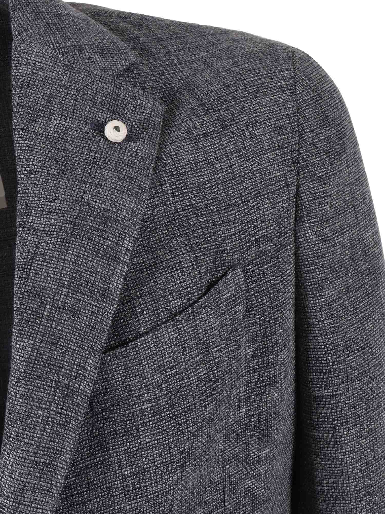 Jacket Grey Virgin Wool Linen Polyamide