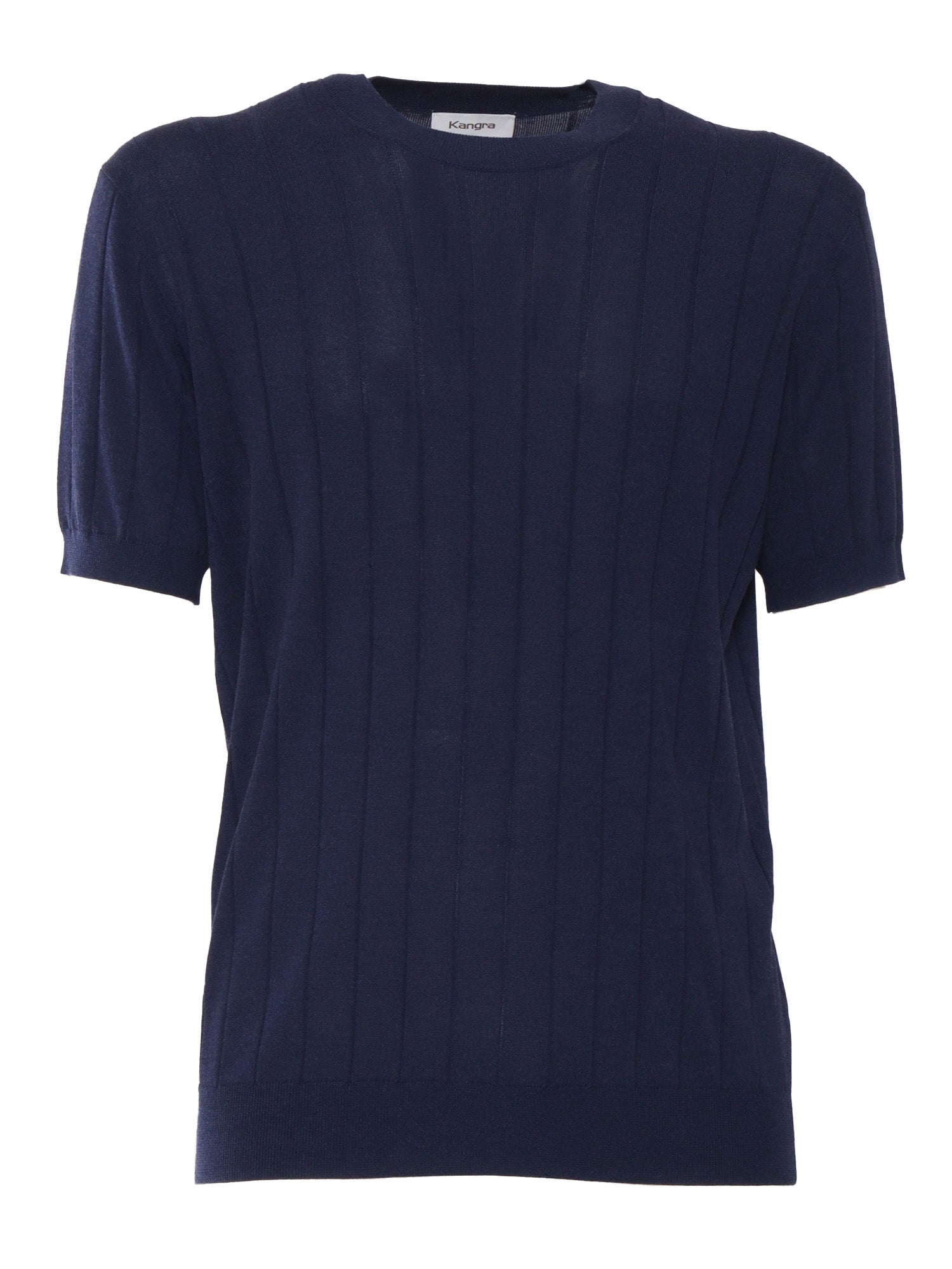 SHORT SLEEVE SWEATER Blue Viscose Cotton Crewneck