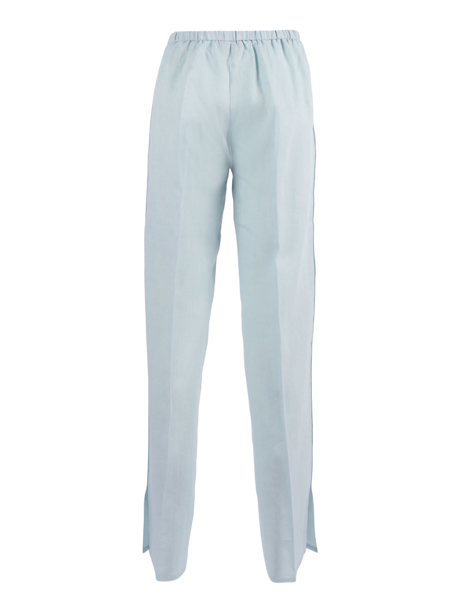 Regular Elasticated Trousers Chic Linen Canvas Light Blue