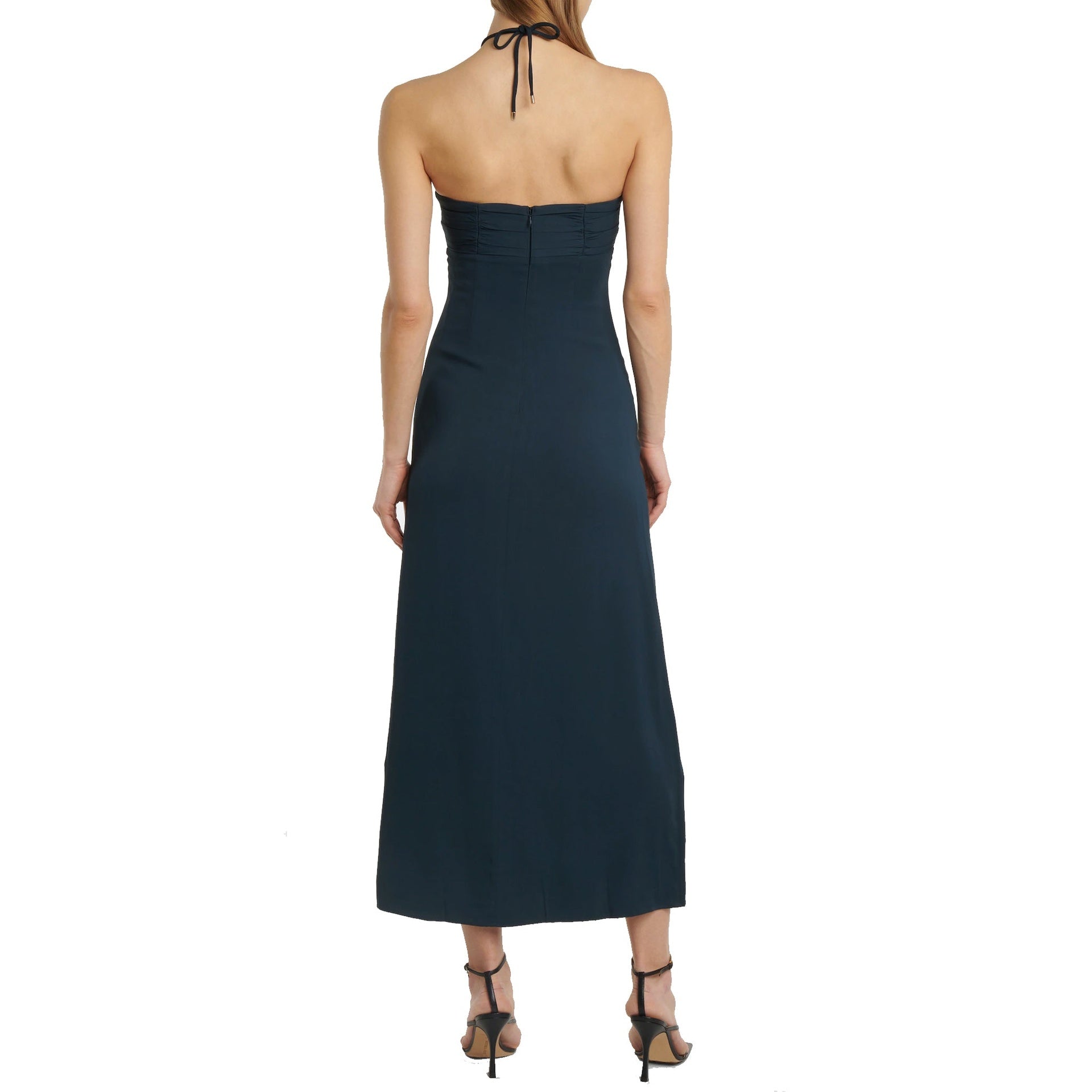 Self-Portrait Cut-Out Ruched Maxi Dress Gray Viscose Elastane
