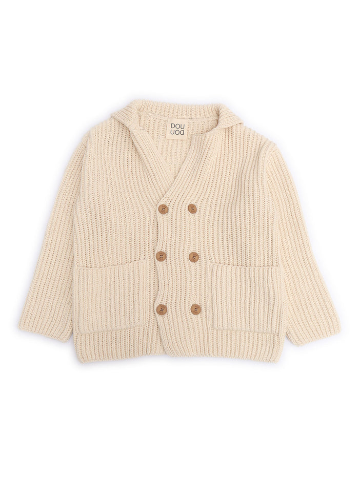 KNIT CARDIGAN Beige Cotton