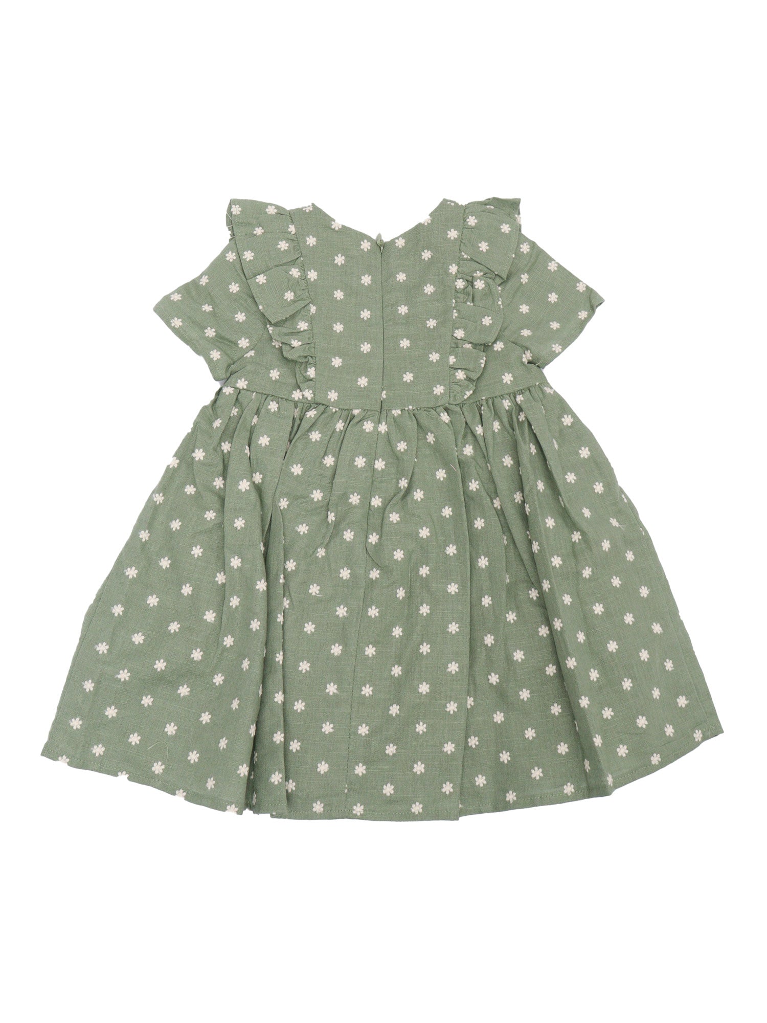DRESS Green Cotton Linen Lining