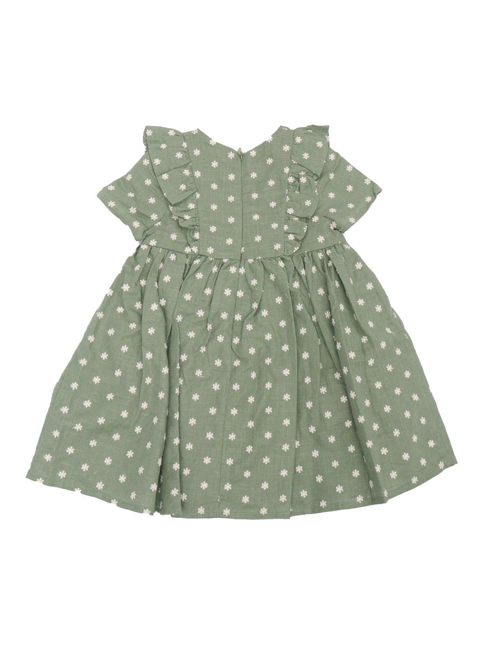 DRESS Green Cotton Linen Lining