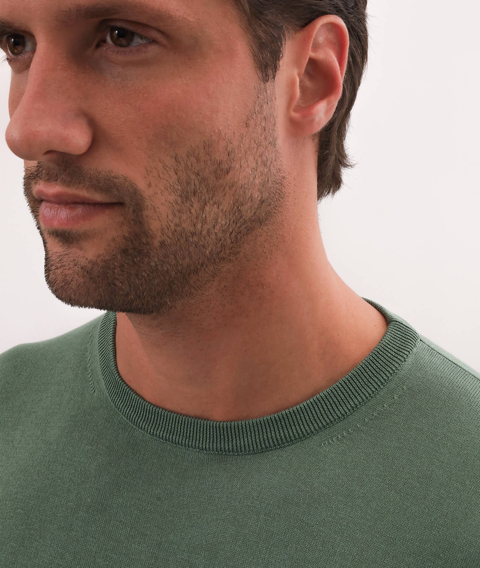 Silk And Cotton Crew Neck Cap Martin Green Basic Light Kintwear