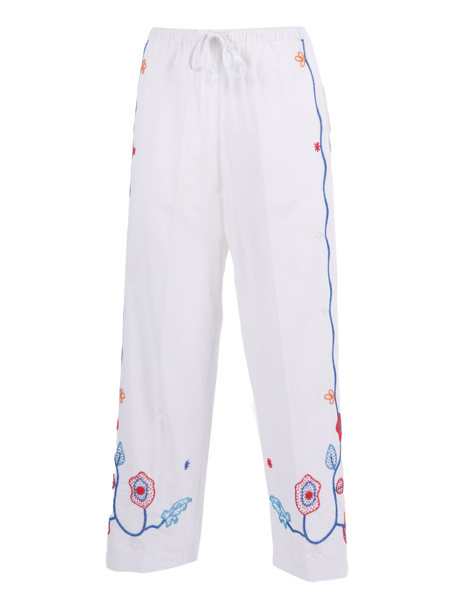 Poplin Trousers With Broderie En R�ve Embroidery White