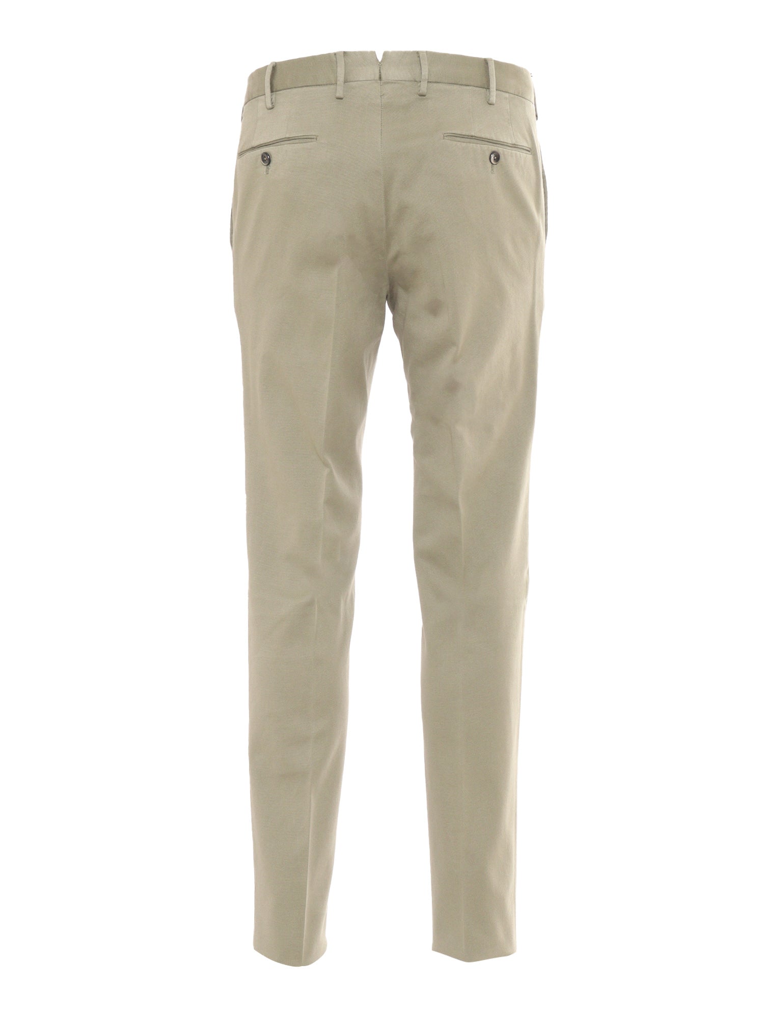 Slim, Flat Front, Diagonal Pockets Green Cotton Lyocell Elastane Pant