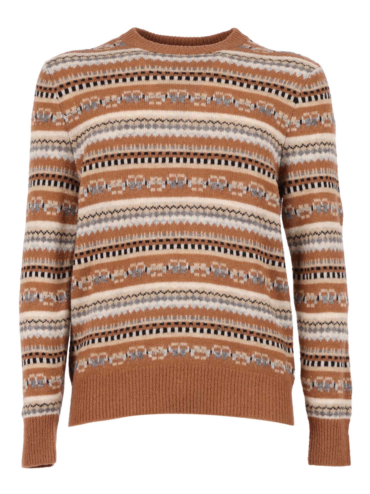 R Neck Pullover Camel Wool Polyamide Crewneck