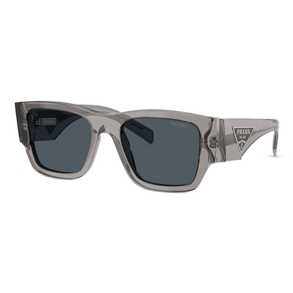 Prada Sunglasses Square Full Rim, Transparent Asphalt Frame And Dark Grey Lens Pr10zs16z70b One Color