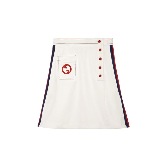 Interlocking G A-Line Skirt White Polyester
