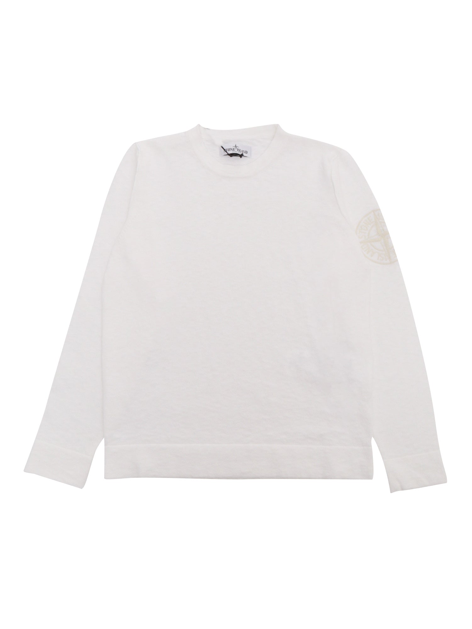 White sweater with logo Cotton Polyamide Crewneck
