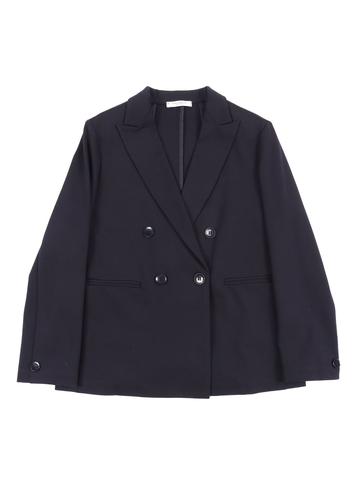 Double-Breasted Jacket Blue Rayon Nylon Elastane