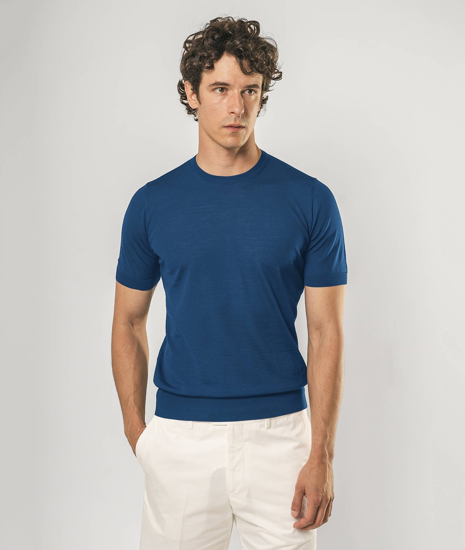 Wool T-Shirt Mentone Firebrick Round Neck