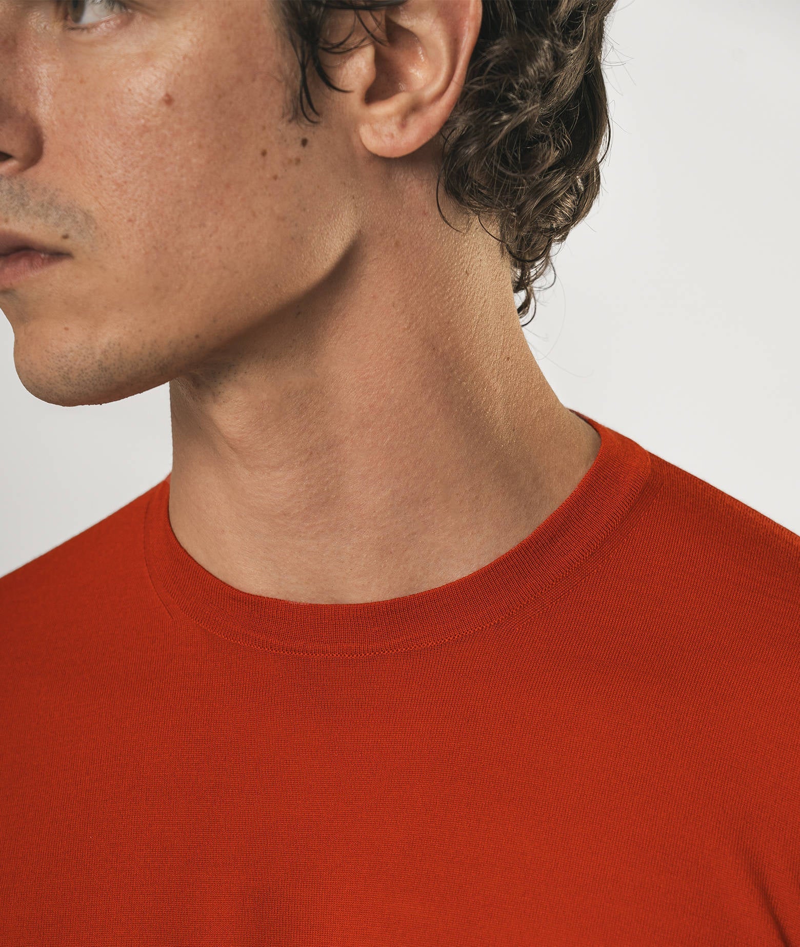 Wool T-Shirt Mentone Skyblue Round Neck