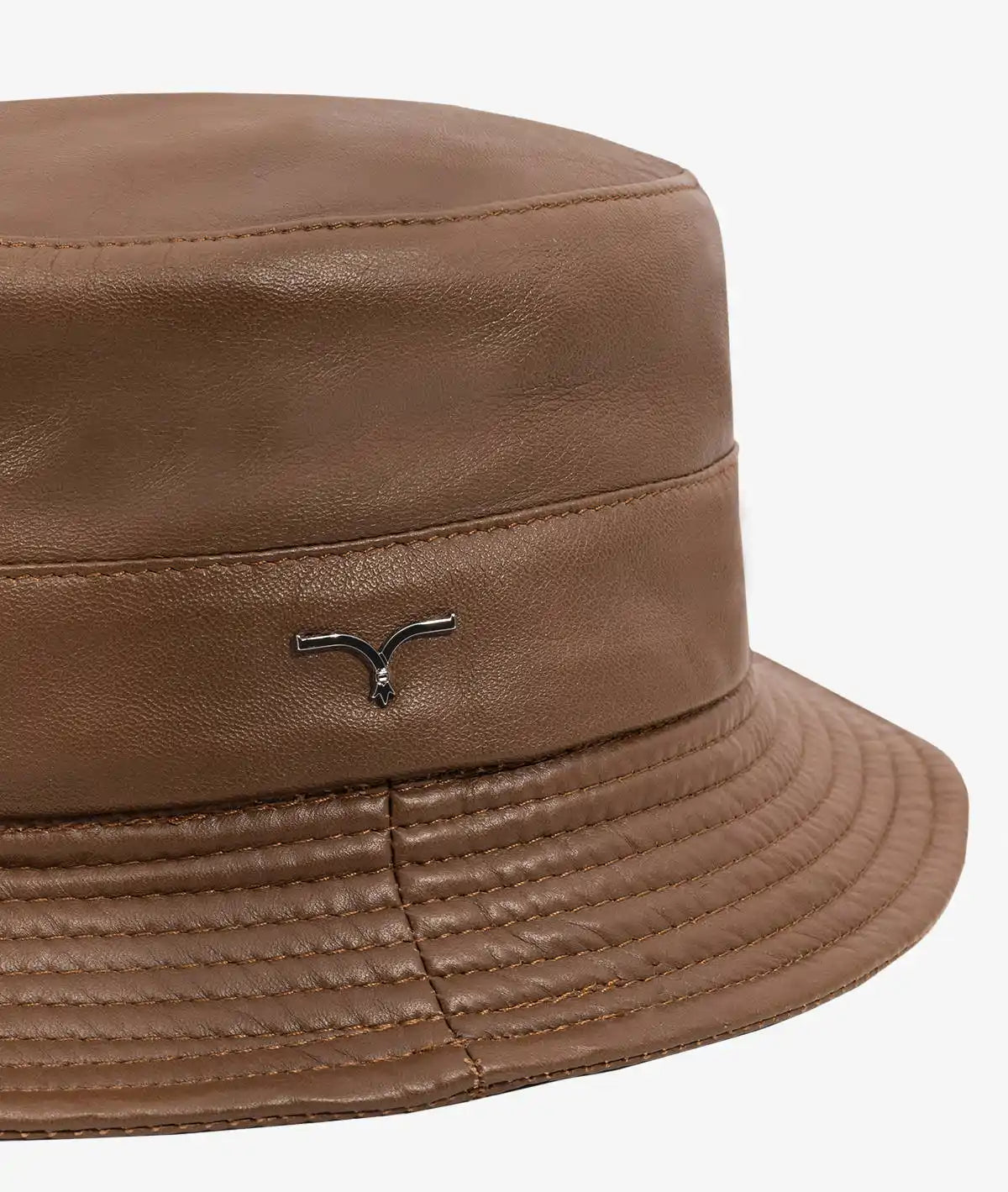 Leather Bucket Hat Brown Cap