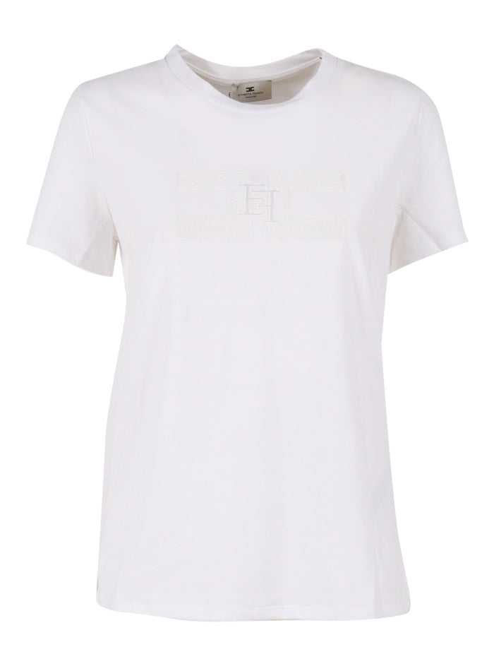 Womens T-Shirt White Cotton Crewneck