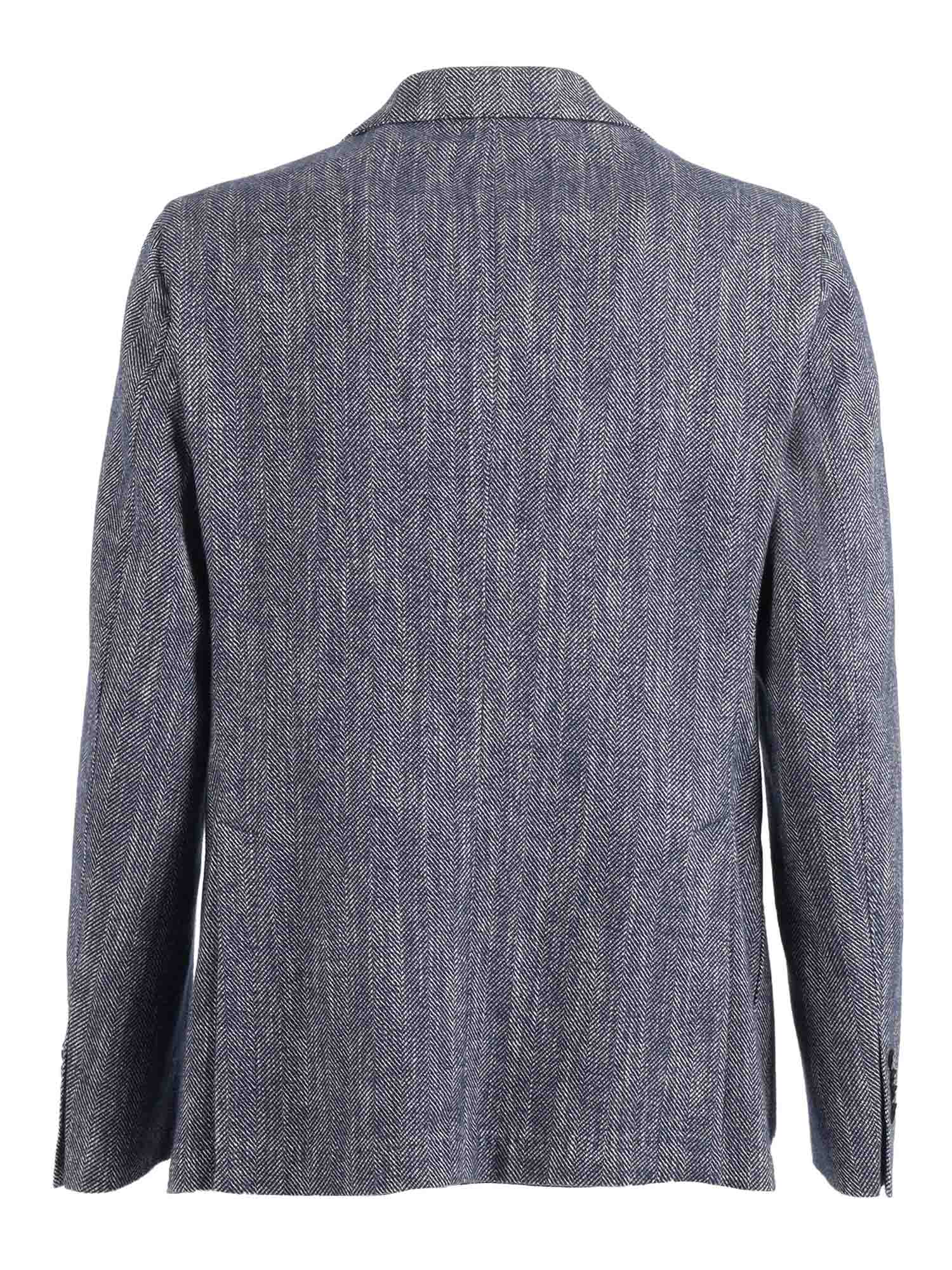 Jacket Blue Cotton Single Breasted