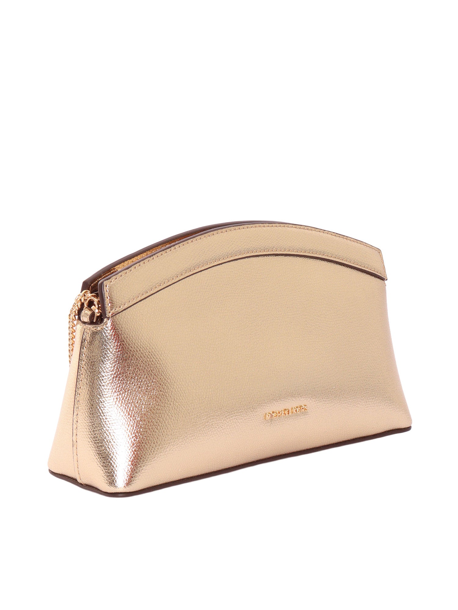 SM DOME CHN CLUTCH XBODY Gold Cow Leather Handbag