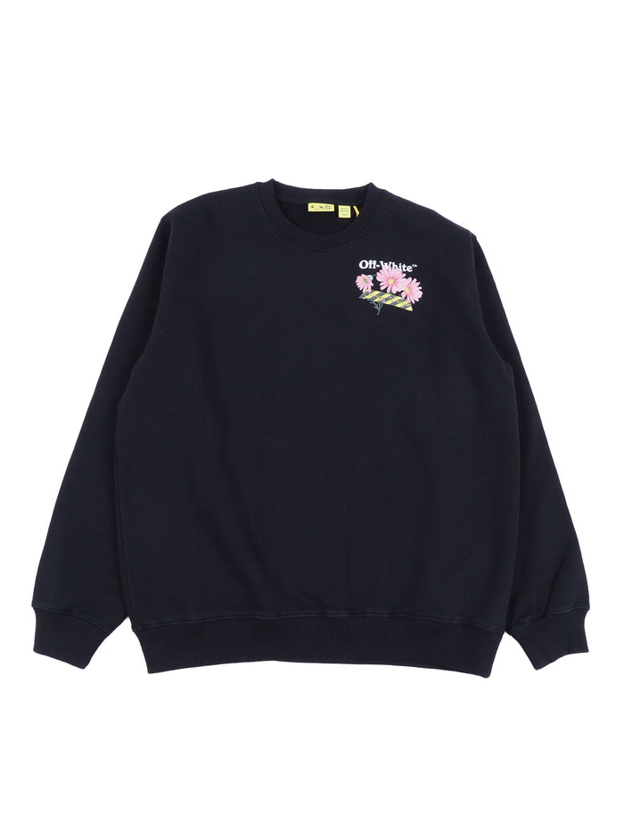 DAISY TAPE CREWNECK Black Cotton Sweatshirt