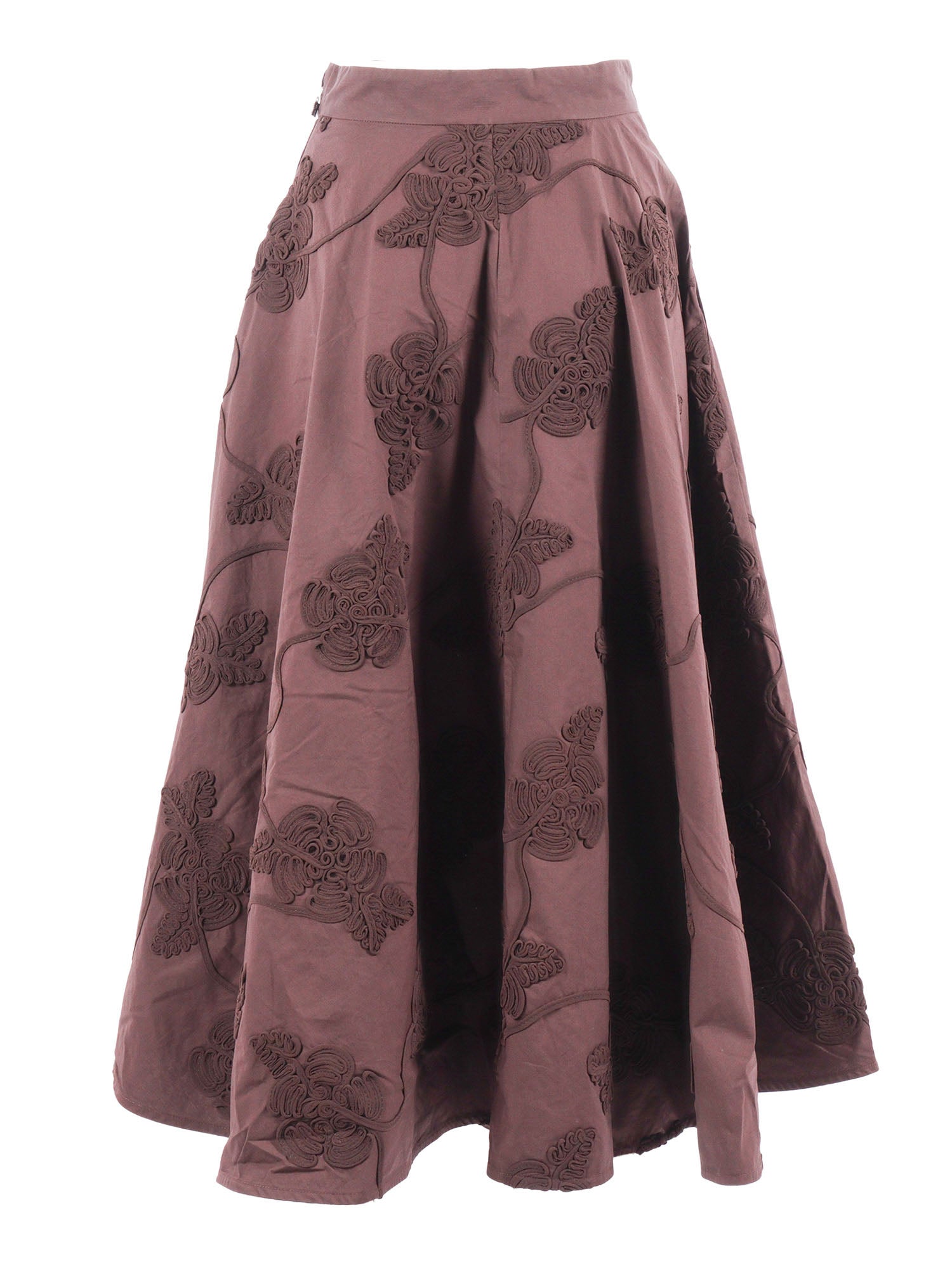 BERTY SUN FLOWER SKIRT Brown Cotton Long