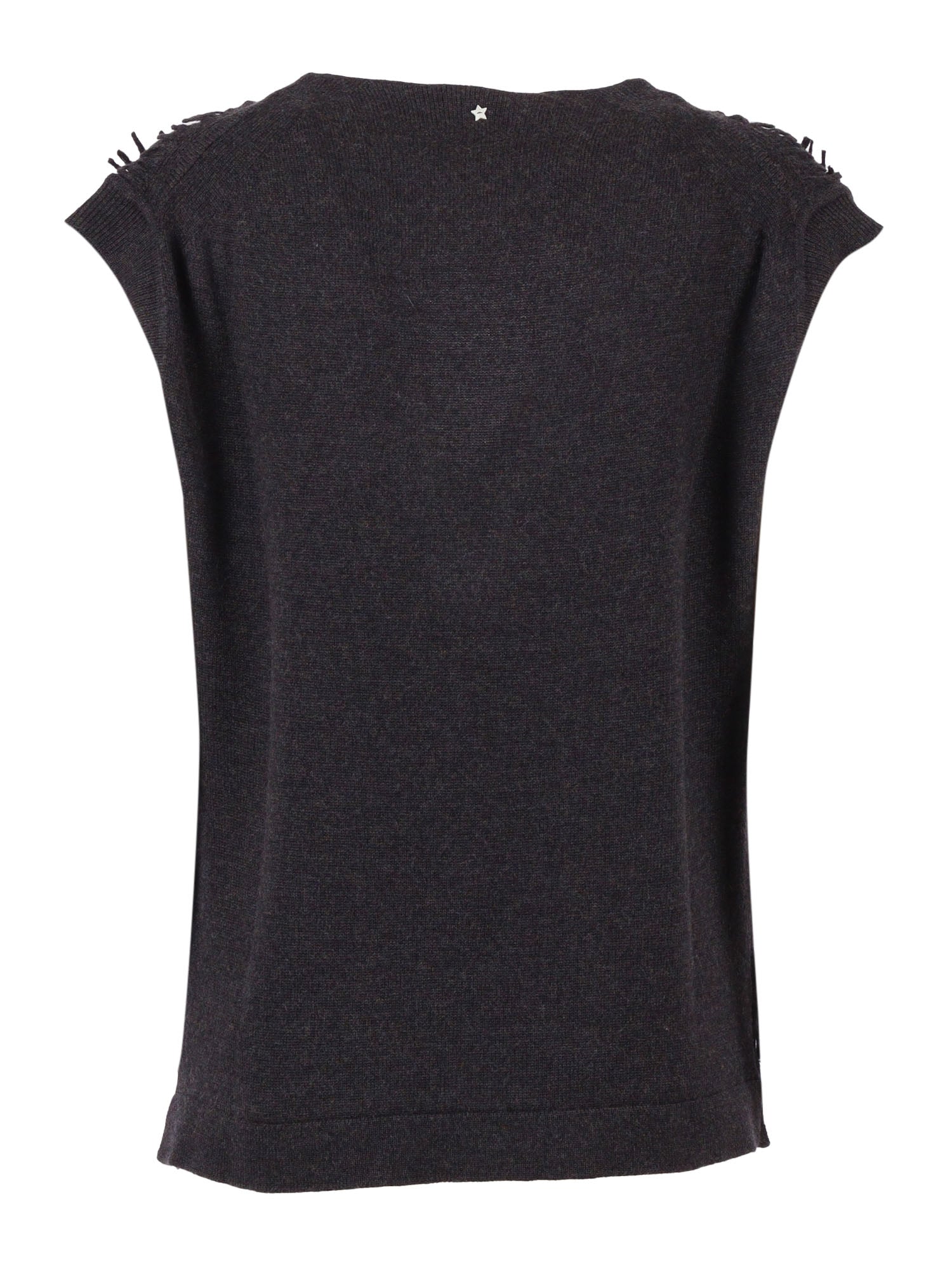 Knit Vest Black Virgin Wool Polyester Knitted