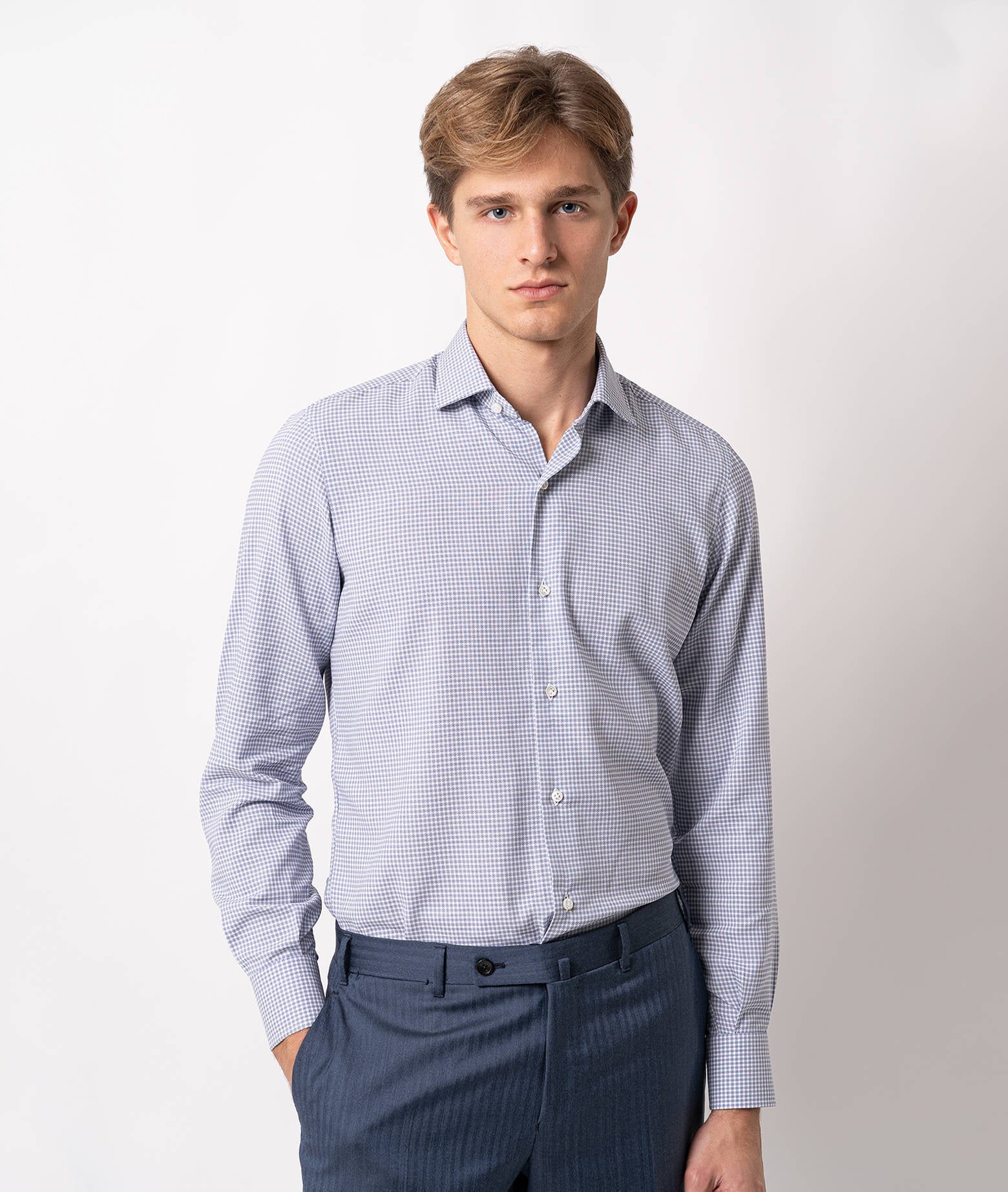 Tailored Cotton Shirt Tribeca Lightblue Hand Made