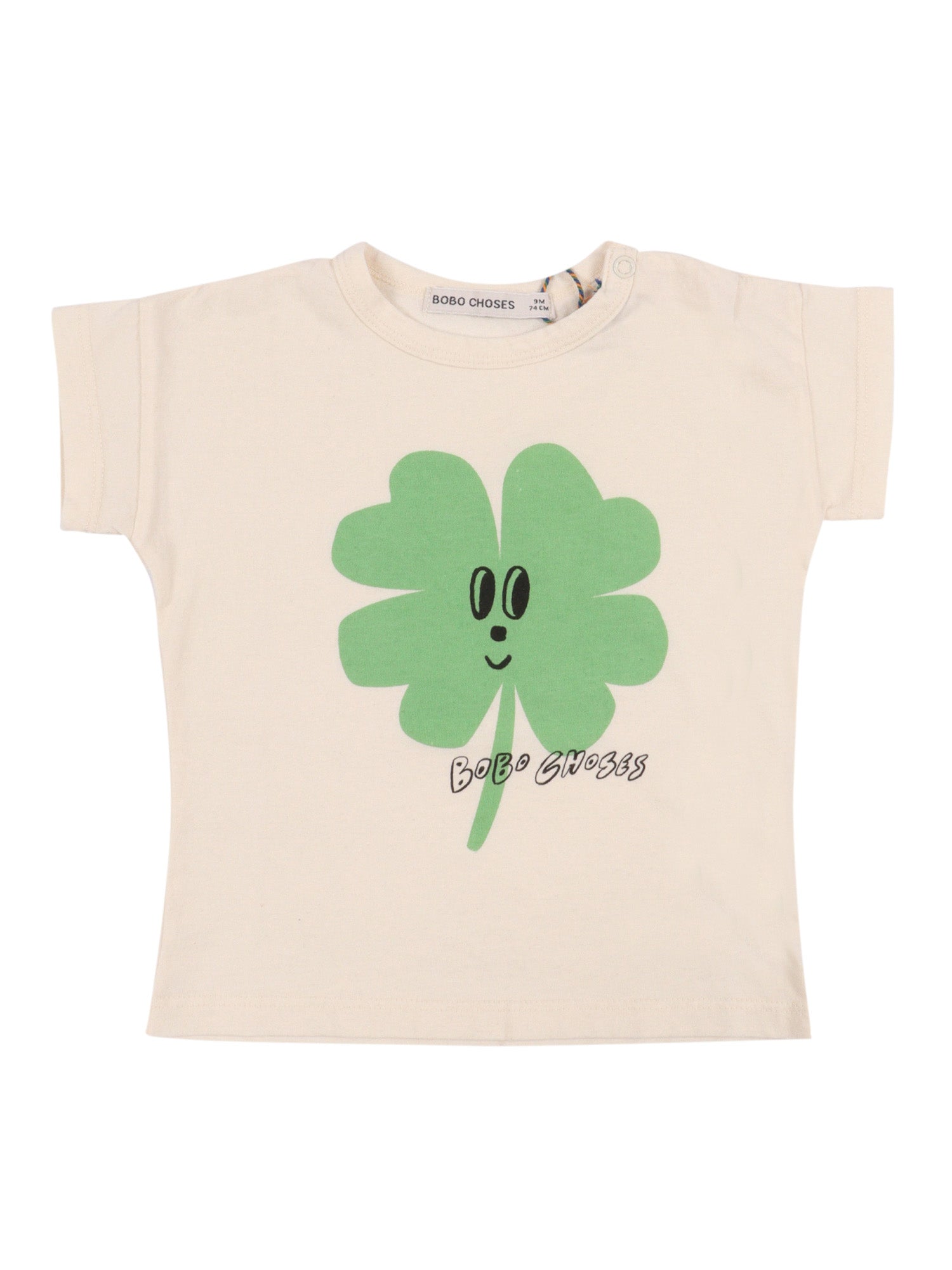 Lucky Clover T-Shirt White Organic Cotton Long Sleeves