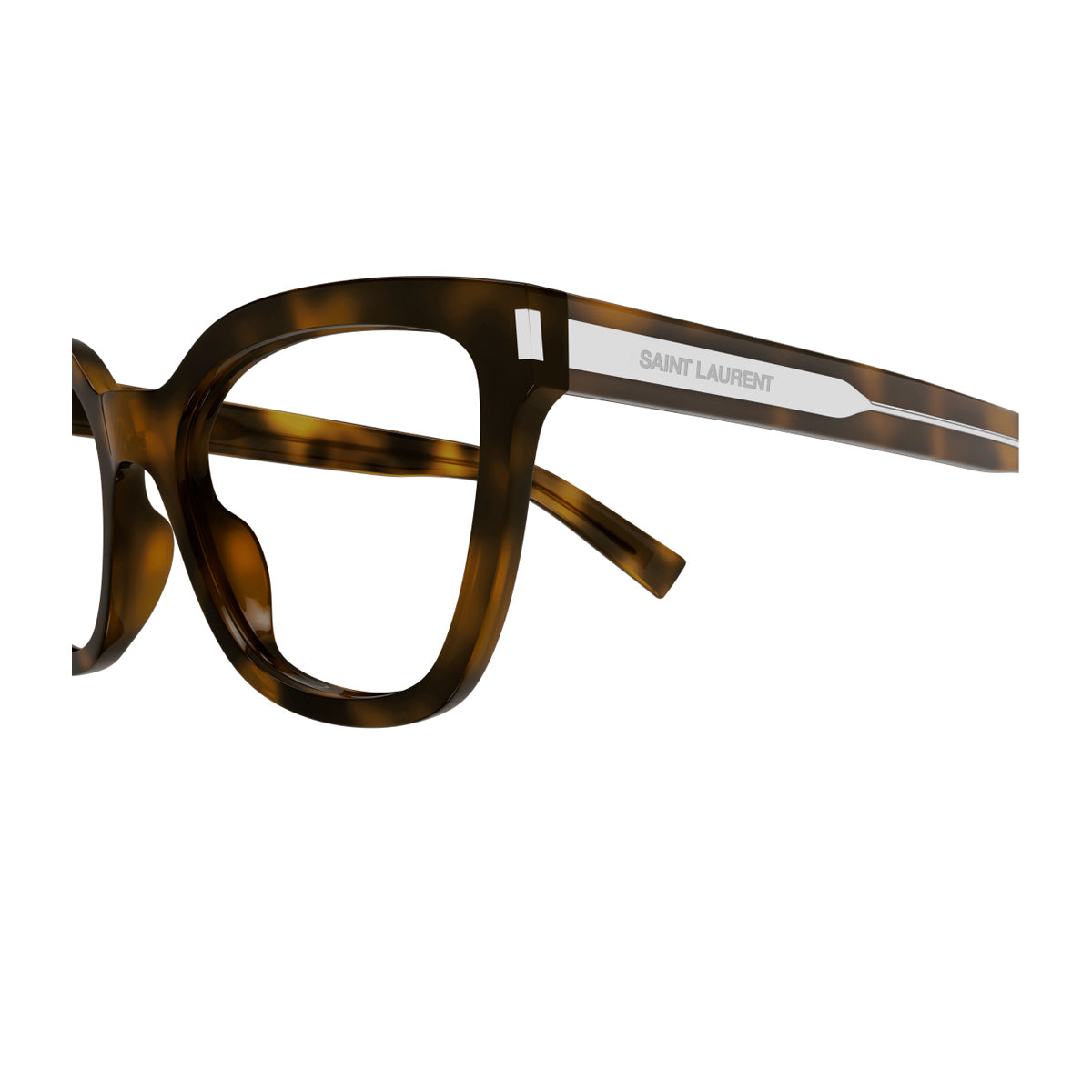 Saint Laurent SL 748 Linea Corner Angle 003 Havana Crystal Trasparent Marrone Acetate Occhiali Da Vista