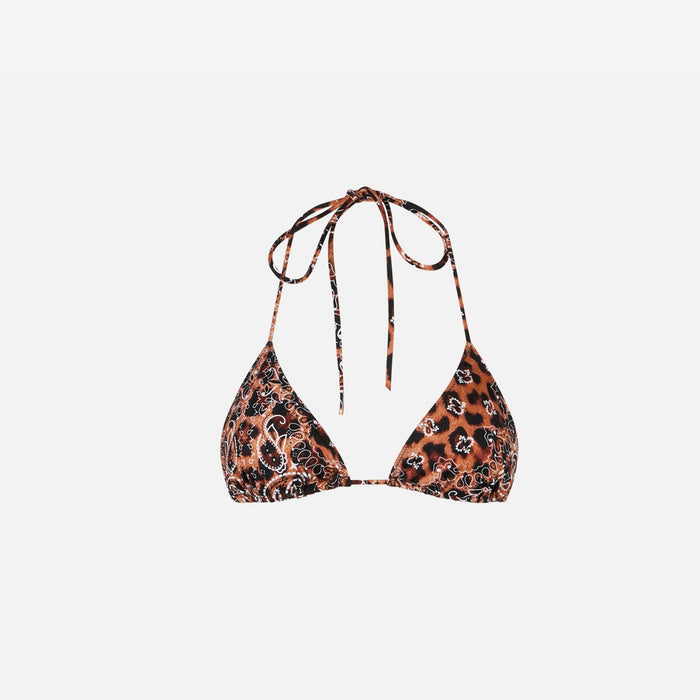 Leo Bandana Print Leah Triangle Swimsuit Top Yellow