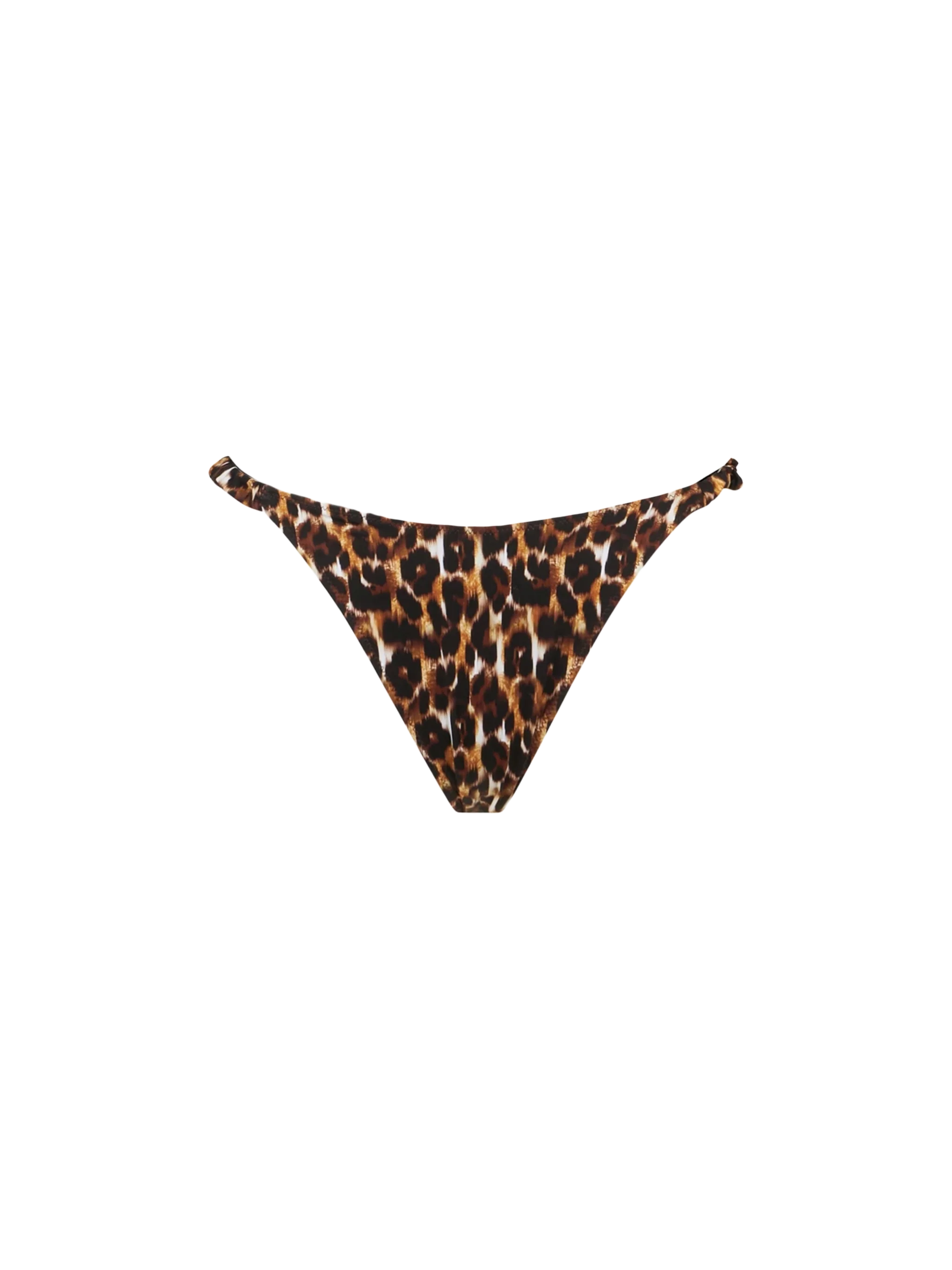Pearlie Leopard Print Cheeky Swim Briefs With Ruffles Brown Bottom