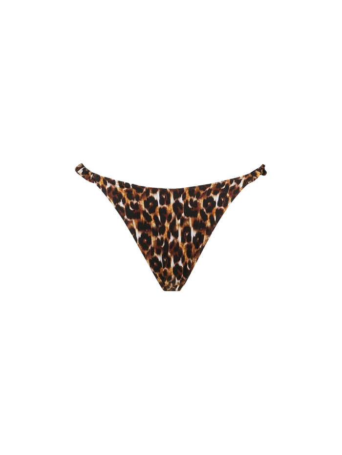 Pearlie Leopard Print Cheeky Swim Briefs With Ruffles Brown Bottom
