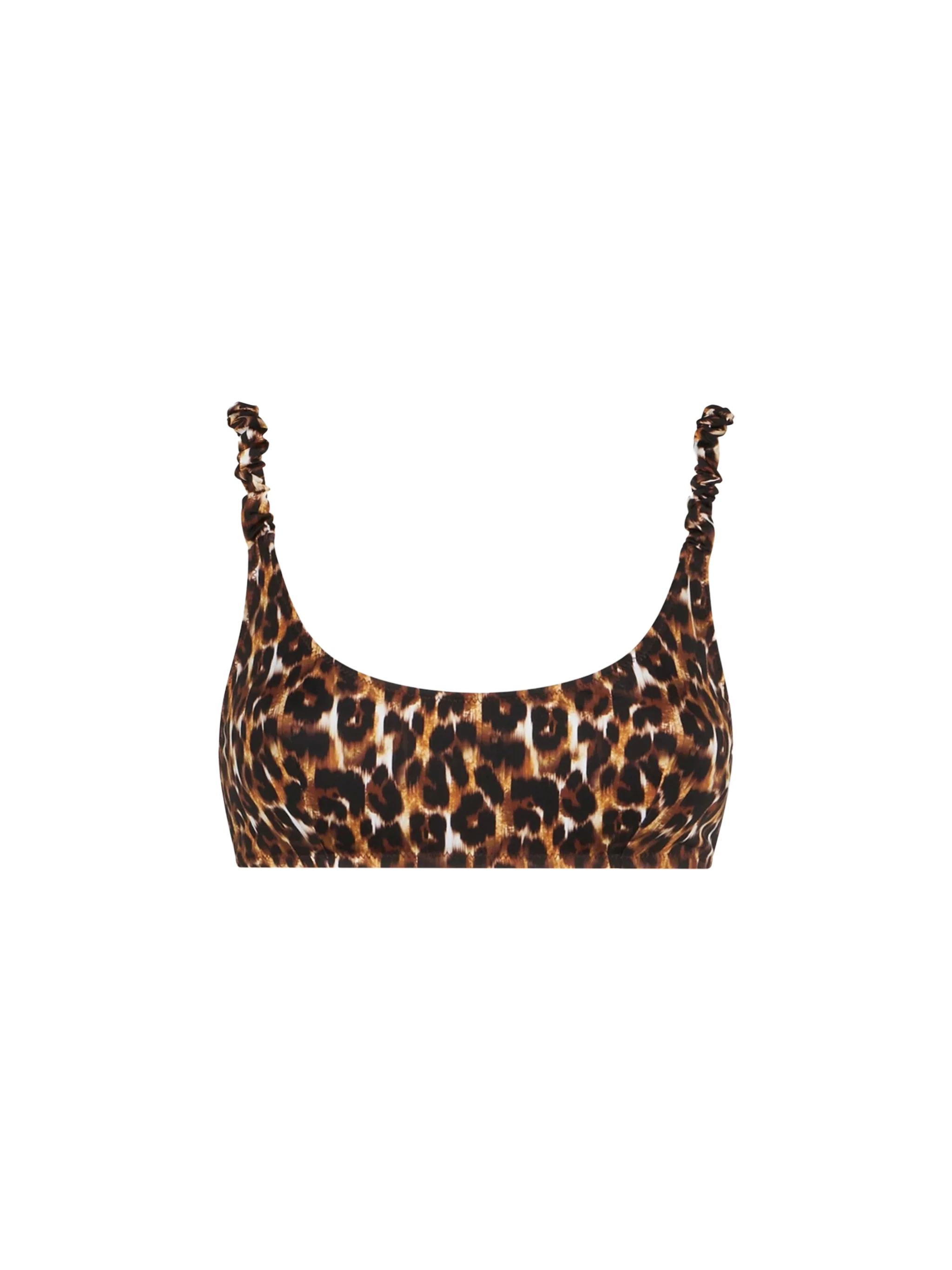 Diamond Leopard Print Bralette Bikini Top Brown