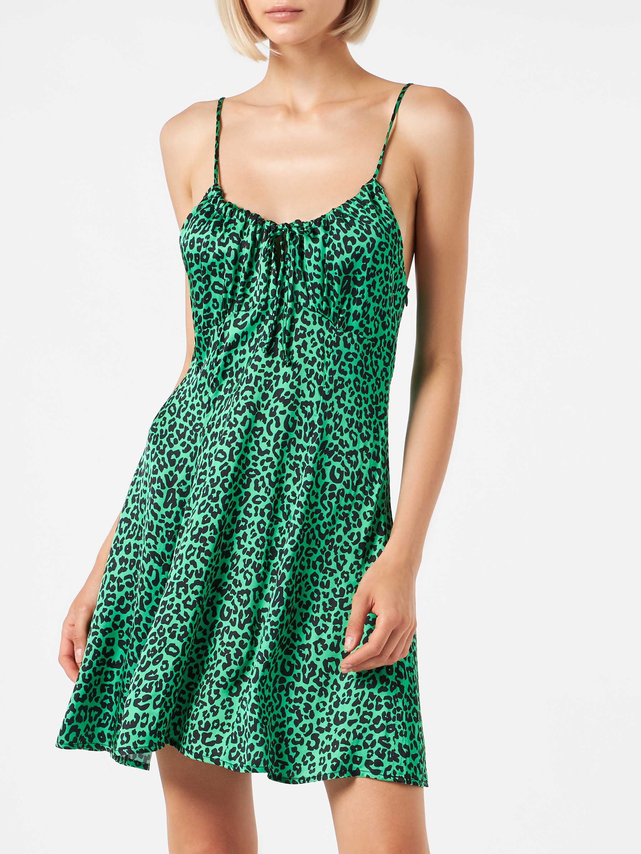 Leopard Print Short Dress Green