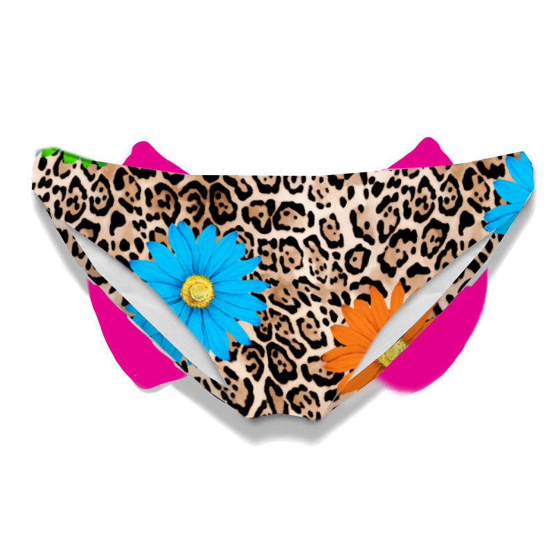 Girl Swim Briefs With Daisy Print Brown Bottom